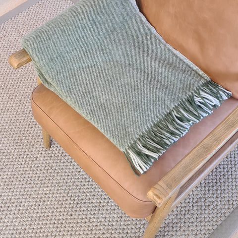 Tweedmill Moorland Wool Throw - Olive and Cream