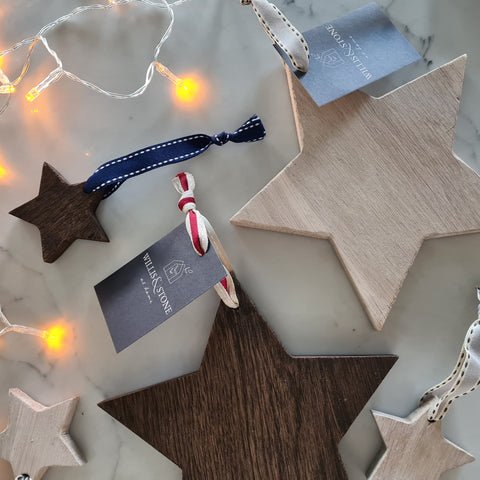 Large Oak Christmas Star Decoration