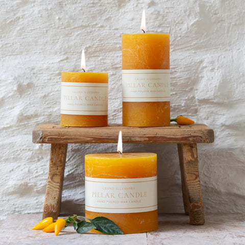 Rustic Pillar Candle - Ochre