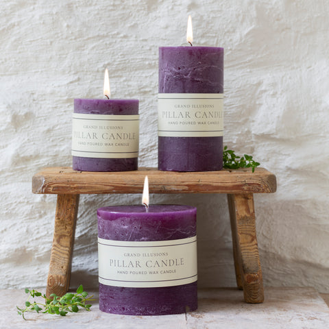 Rustic Pillar Candle - Amethyst