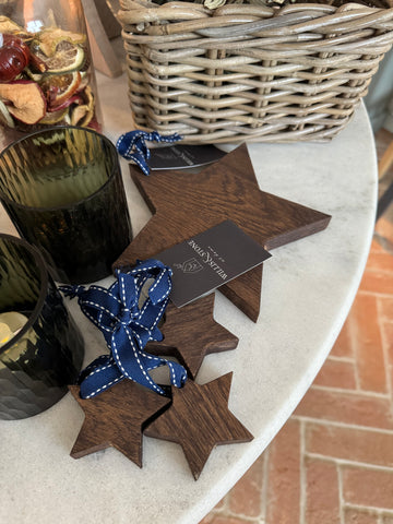 Oak Christmas Star Decorations (Set of 3)