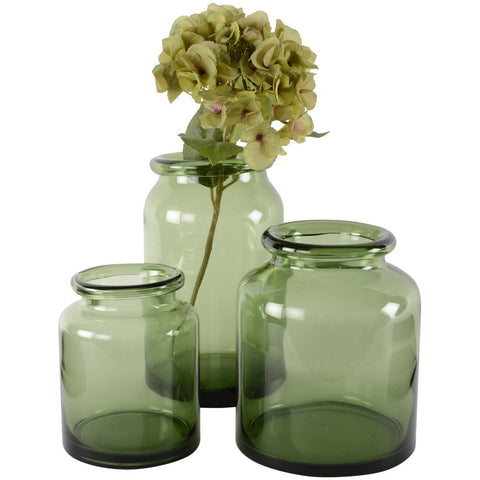 Glass Jar Vase - Grey-Green