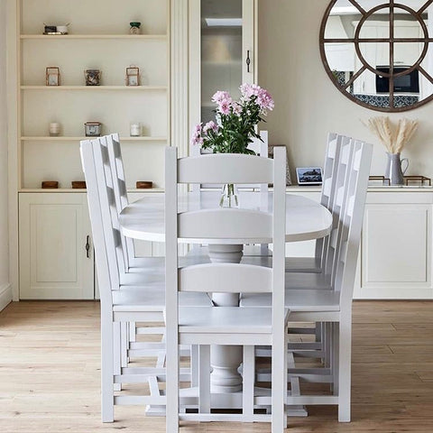 Oval Trestle Dining Table with Ladder Back Chairs