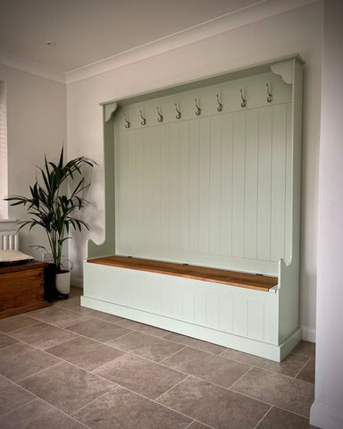Tall Monks Bench with Oak Storage Seat