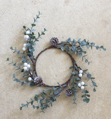 White Berry and Cone Candle Ring