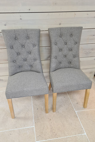 DISCONTINUED Pair of Curved Button Back Dining Chairs - Dark Grey