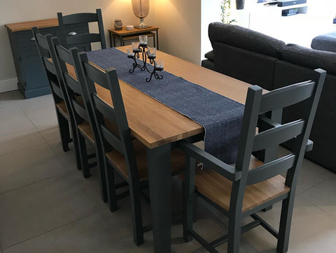 Tall Ladder Back Dining Set with Bench and Carvers