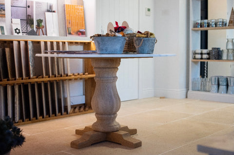 Solid oak pedestal dining table